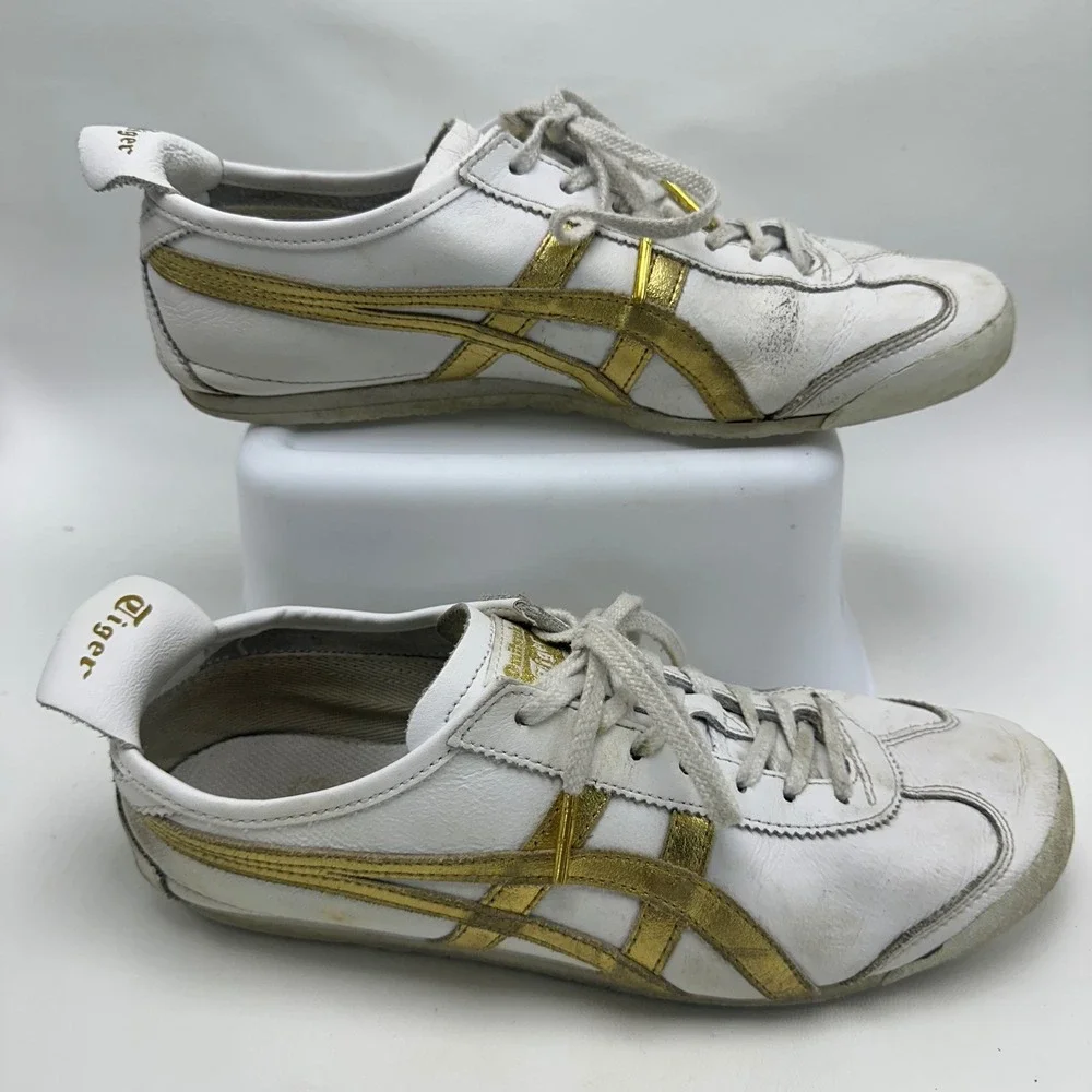 Onitsuka Tiger Mexico 66 White Gold Leather Sneakers 1183A499 Mens 8 Womens 9.5